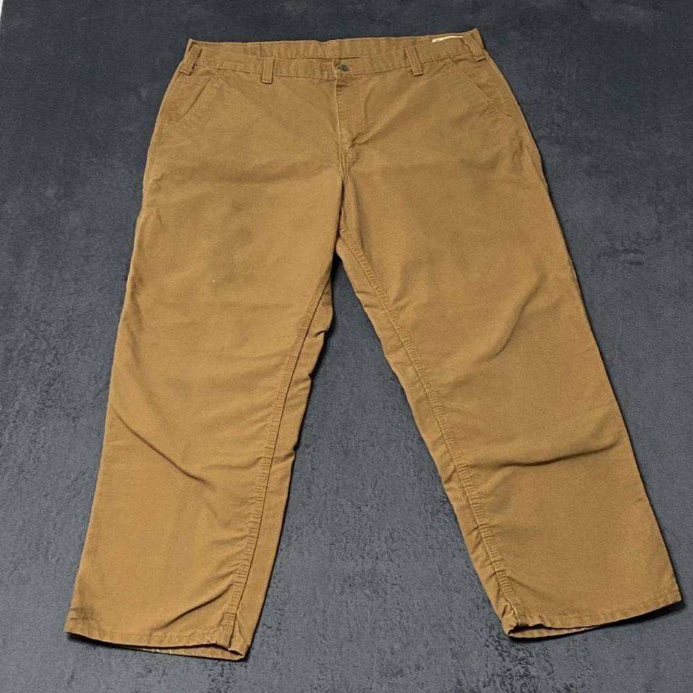 Carhartt Loose Straight Washed Duck Dungaree Mens 40"x29" Brown Canvas Thrashed